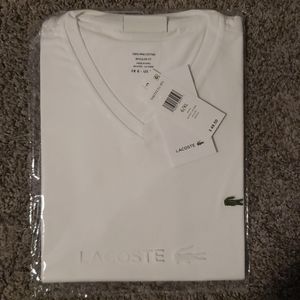 Lacoste White vee neck tee shirt